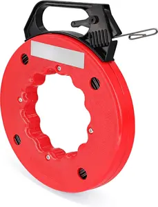 Fish Tape Wire Puller 50ft - Easy to use  Puller Tool with Double Loop Tip - Flexible Wire Fishing Tools for Walls and Electrical Conduit - 1/8 Steel Fish Tape Durable Housing -