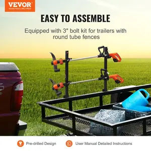 VEVOR Trimmer Rack, 3 Place Weeder Trimmer Rack, Locking Trim Holder Landscape Trailer Rack Carrier Mount on Open Pickup/Trailer Enclosed Trailers, Pair