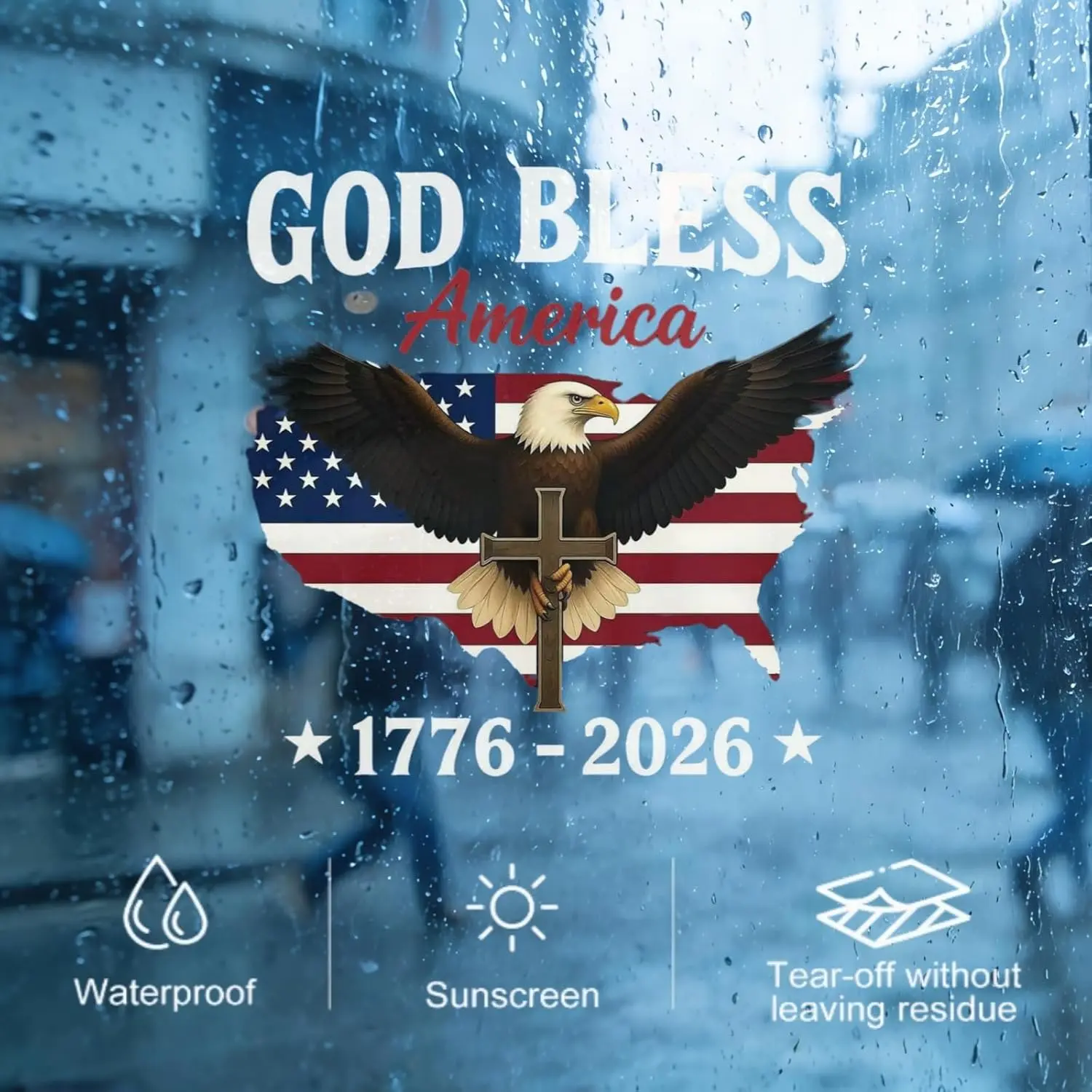 USA 250th Anniversary Decal - Patriotic Bald Eagle, Cross & Flag Vinyl Sticker for Vehicles, Water Resistant, Multi-Size 6-12 Inch, Veteran Gift, 6 Inches, Commemorates Usa 250Th Anniversary