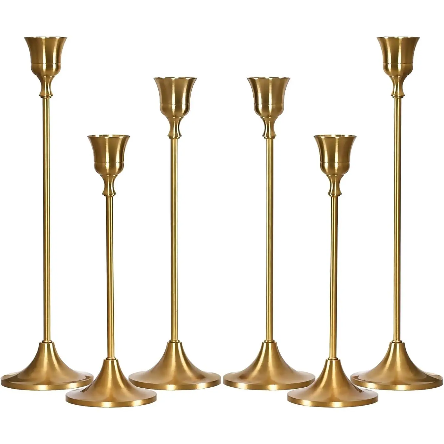 Brass Gold Candlestick Holders Set of 6, Taper Candle Holder for Candlesticks, Antique Vintage Candle Stick Candle Holders for Table Centerpieces Mantel Wedding Home Christmas Decorations