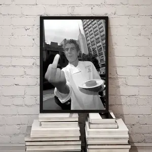 Anthony Bourdain Middle Finger, Anthony Bourdain Print, Photography Print, Black and White Wall Art Poster