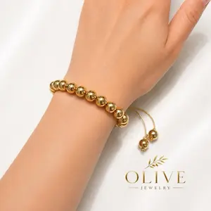 Olive Jewelry Golden Moon Bracelet - Beaded bracelet adjustable size brass non tarnish material perfect for any casual occasion