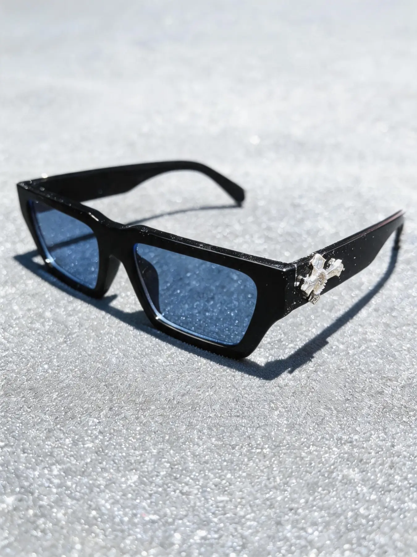 Rimless Bling Sunglasses Square Fashion Cross Accents Y2K Streetwear Men main image 2