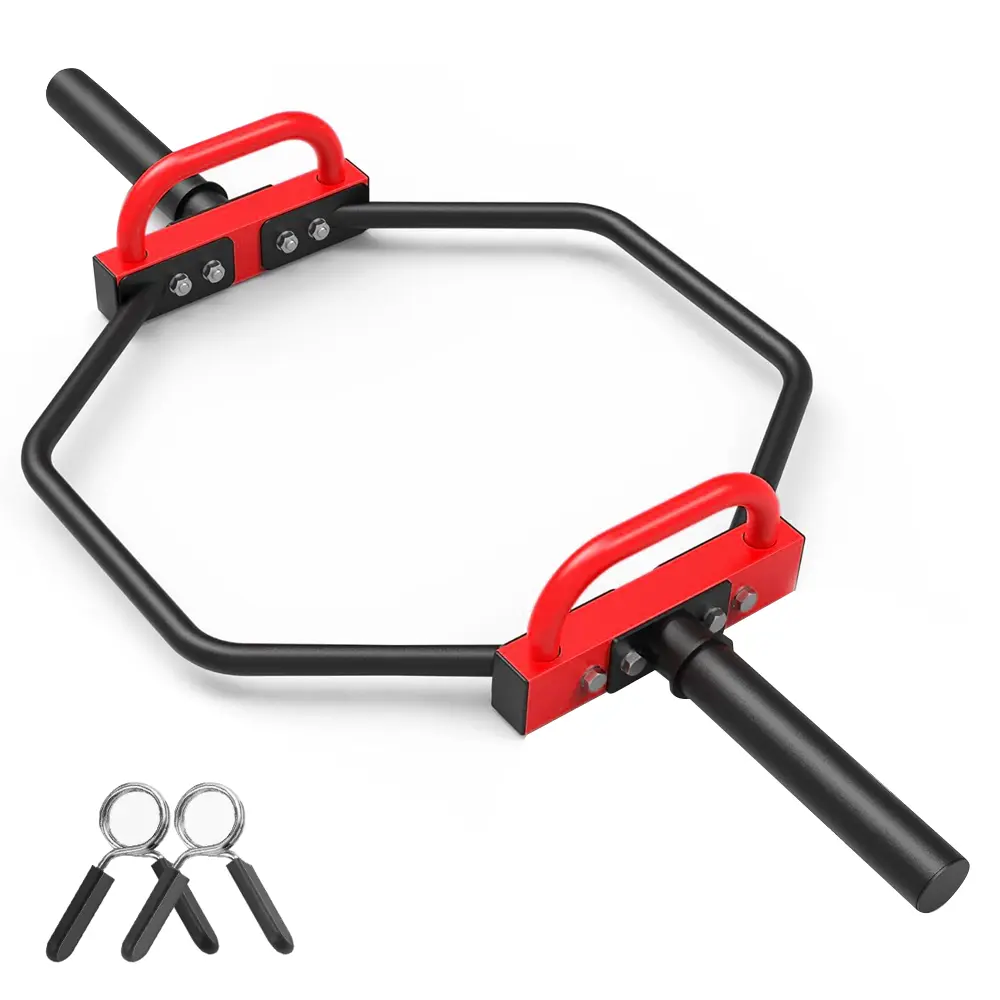 Solid Steel Olympic Hex Bar with Rasied Handles, 48.6-in Strength Training Equipment for At Home Gym workouts, Targets Quads, Hamstrings & Grip Strength, 400 LBs Capacity, Home Gym equipment, Gymequipment