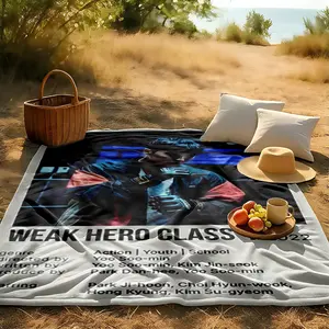 1 piece Weak Hero Class 1: Teenage School Action Movie themed flannel blanket - All-season comfortable flannel blanket, modern style, suitable for sofas and beds, digitally printed pattern, super soft and warm, 100% polyester material, machine