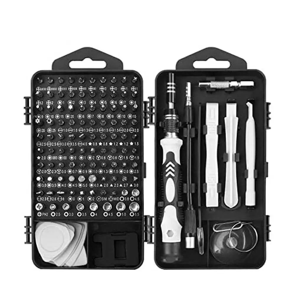 ECS TOOLS 117 In 1 CR-V Steel Magnetic Screwdriver Repair Kit, 98 Precision Bits, 19 Practical Accessories, Compact Design with Flex Shaft for PS4, Nintendo Switch, Watch, Eyeglasses