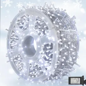 164 FT 500 LED Christmas Lights Outdoor,  Christmas Fairy Lights with Timer, Plug in White LED String Lights with 8 Modes for Bedroom Wedding Party Xmas Decoration