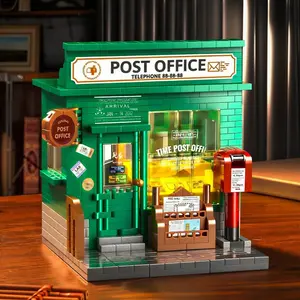 Vintage Post Office Creative Building Block Model, Nostalgic Artistic Scene Replication, Perfect Birthday Festival Gift for Friends