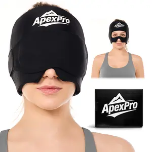 Migraine Relief Ice Head Wrap with Slide-Up Eye Mask - 360° Cooling Compression Cap for Hangover, Headache, Tension & Stress Relief - Hot & Cold Therapy Head Wrap for Relaxation and Better Sleep, Perfect Gift