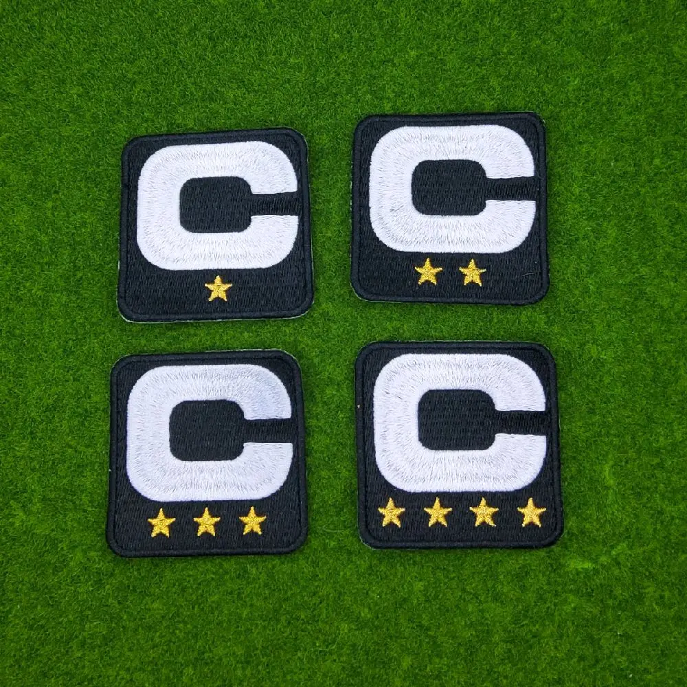 Football Team Captain Black Embroidered  Iron-on Jersey Patch - 2.5