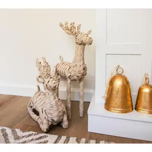 12.5" Rattan Sitting Deer by Lauren McBride