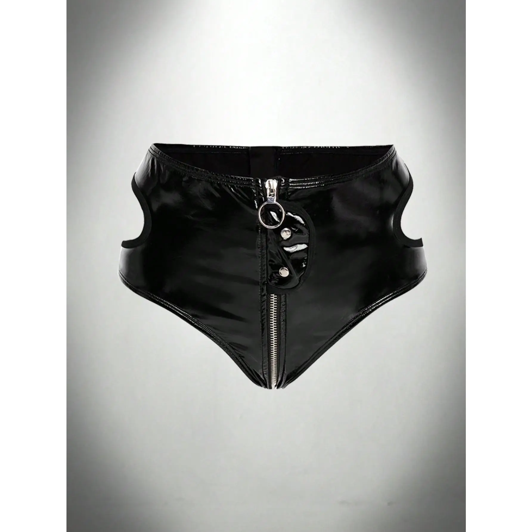 AltCore Zipper Crotch Style Comfy Minimalist Sexy Lingerie Set for Women  with Scalloped Trim, Leather Comfort