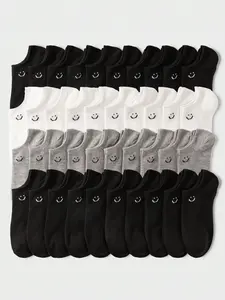 Smile Pattern Socks, Unisex Low Top Casual Fit Crew Socks, Cute Breathable Summer Socks, Colors, Daily Wear
