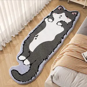 Cute Cat Pattern Rug 19.7" x 62.1" Non-Slip Soft Polyester Material for Bedroom & Living Room Fun Cat Designs Indoor Decor Great Cat Bed Mat & Pet Toy