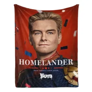 Homelander "Make America Super Again" Flannel Blanket, The Boys TV Series Throw Blanket, Patriotic Superhero Blanket, Soft Cozy Fan Gift