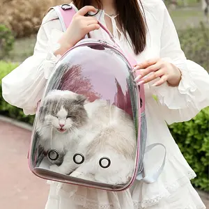 6 Colors Available Portable Cat Backpack Pet Carrier Transparent Space Capsule Breathable Double-Shoulder Bag for Outdoor Use with Cat Accessories