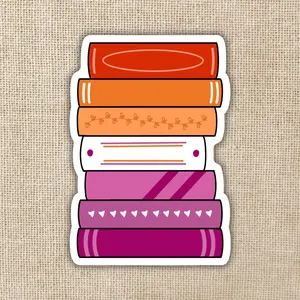 Lesbian Pride Flag Book Stack Sticker