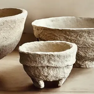 PICO Rustic Paper Mache Catchall Bowl - for Jewelry & Keys - Artisan - Sustainable Organic Materials