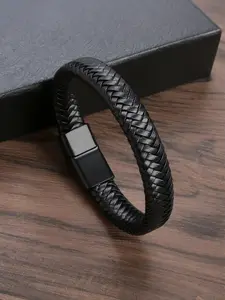 Fashion Men's Magnetic Buckle Leather, Multi-Size Braided Wristband Strap, Ideal for Outdoor Sports & Casual Wear, Handmade Cuff Bracelets, Fashionable Bangle