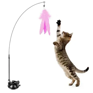 Pet Fusion Interactive Cat Wand Toy with Enhanced Suction Cup & Removable Wand for Indoor Cats Engaging Playtime & Exercise