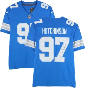 Aidan Hutchinson Detroit Lions Autographed Nike Blue Vapor Fuse Limited Jersey - Fanatics Authentic Certified