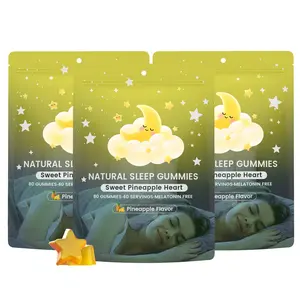 3 PCS | Natural Sleep Gummies - 40 Servings -Sweet Pineapple Stars (Melatonin Free)