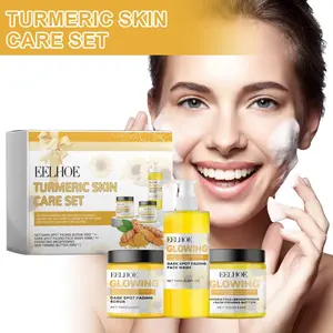 EELHOE Turmeric Skin Care Set – Brightening & Dark Spot Fading, Exfoliating Scrub + Face Wash + Firming Butter, Hydrating, for All Skin Types (3-Piece Set / 10.1 oz)