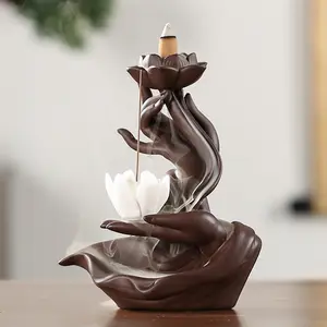 Abundant Hands Ceramic Backflow Incense Burner – Flowing Energy, Divine Blessings 