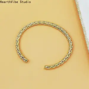 1Pcs Titanium Steel Woven Bangle Trendy And Minimalist Style Steel Wire Braided Adjustable C-shaped Opening Bracelet