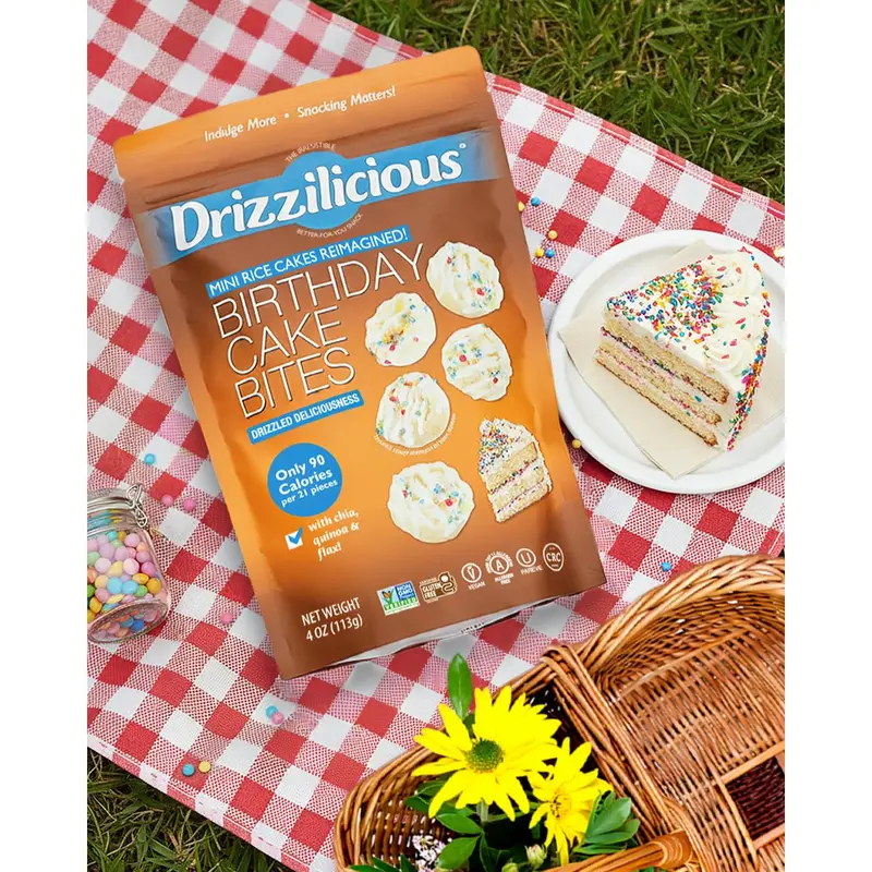 6 Pack - Drizzilicious Birthday Cake Mini Rice Cakes 4 oz