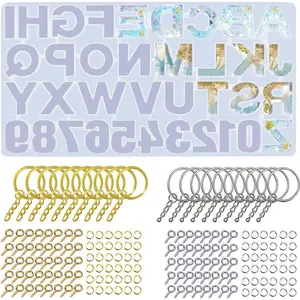 221 count Reversed Alphabet  Molds for  Letter Number Epoxy Casting Molds  Making Kit with Key Ring Screw Eye Pins O Ring for  Crafts