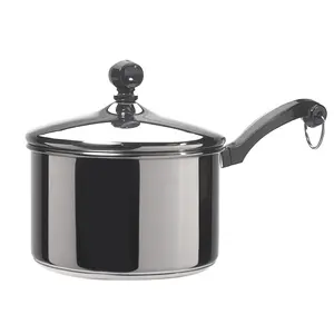Farberware Classic Series 2 Quart Stainless Steel Saucepan with Lid Induction Compatible Dishwasher Safe Silver Metal Utensil