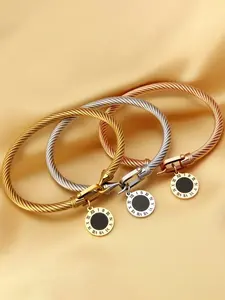 1 stainless steel Roman tag bracelet, elegant and fashionable style, women's daily wear jewelry, perfect gift for Christmas, Thanksgiving, Mother's Day, Elegant Minimalist Bangle