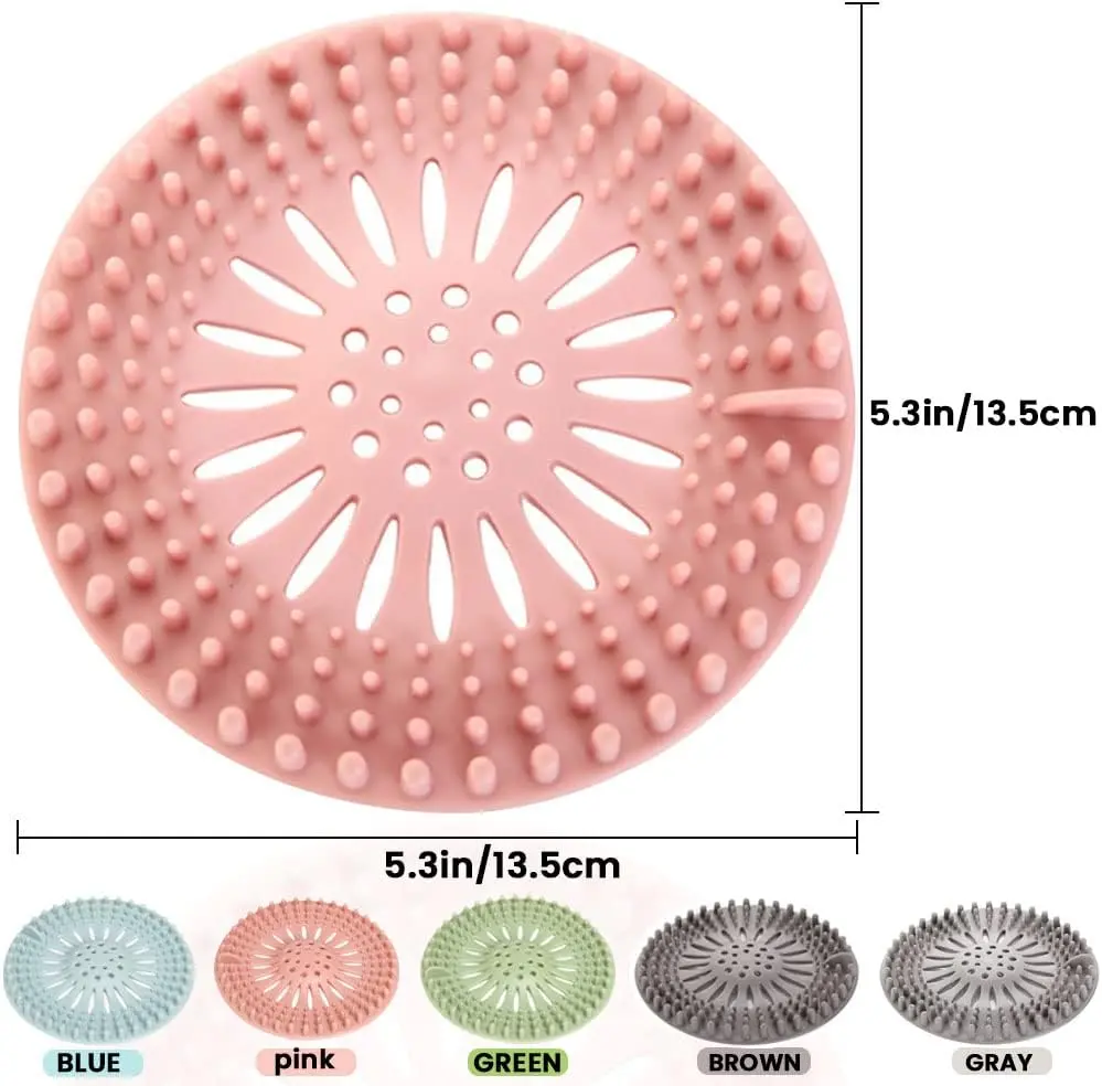 Flexible TPR Hair Catcher Drain Protector, Anti-Clog Bathtub Sink Drain Filter with Quick Drain Holes, Multifunctional Shower Drain Cover for Bathroom Kitchen Sink to Catch Hair Food Debris