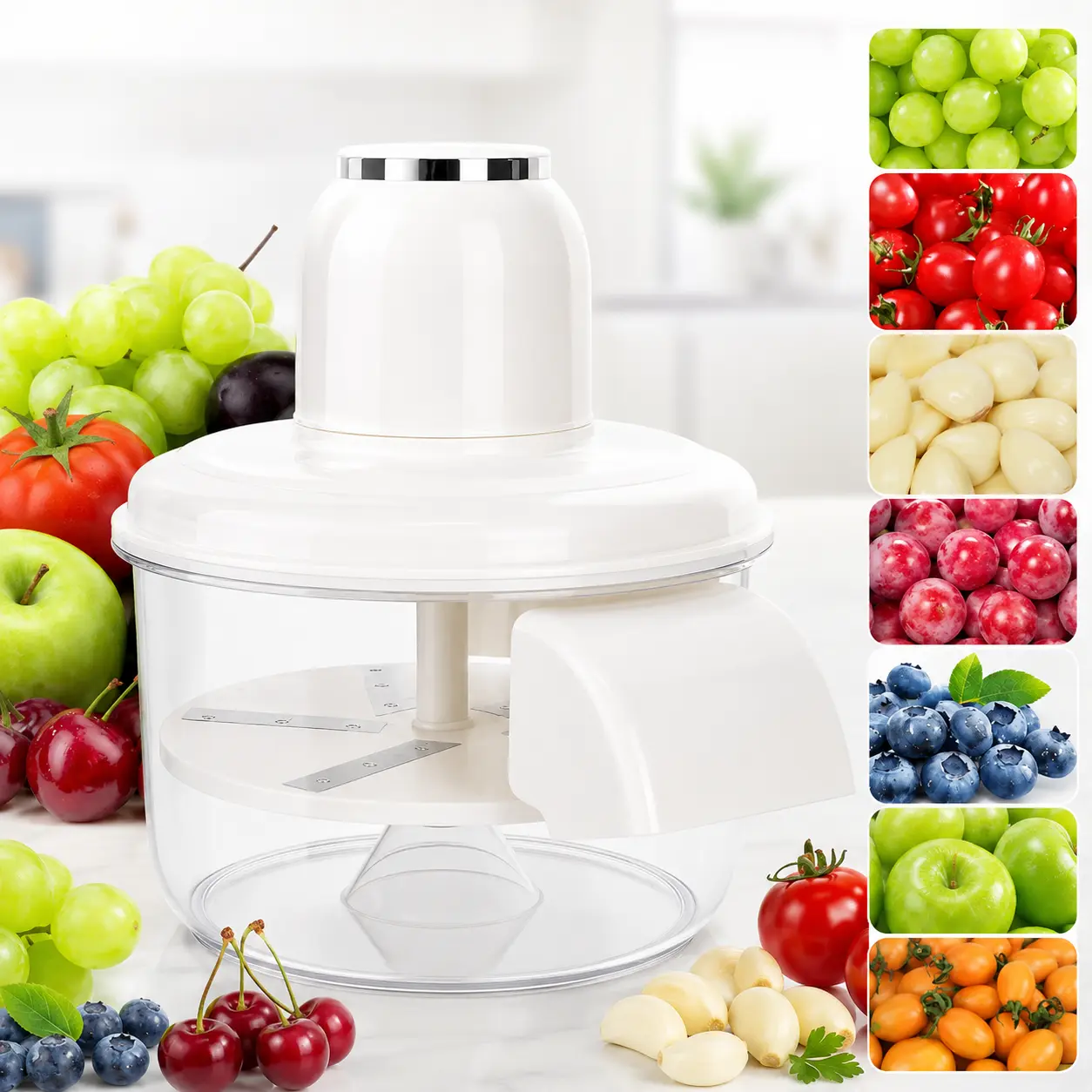 Cream White Rechargeable Smart Fruit & Vegetable Peeling Machine - Automatic Multifunctional Kitchen Aid Slicer, Home Use Utensil for New Year Holidays (Viral Home Supply)
