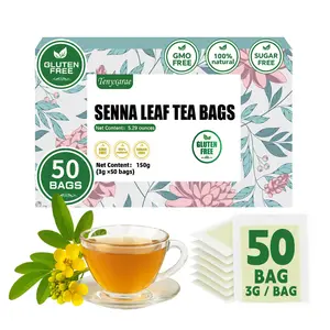 Organic Senna Tea Bags (50 Pack, 3g/Bag)  100% Natural Senna Leaves | Constipation Relief & Digestion Support | Caffeine-Free  Sugar-Free  Gluten-Free  Vegan | Eco-Friendly Wraps