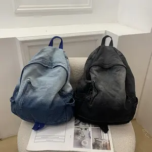 Fashion Star Pattern Denim Backpack Large Capacity Y2K Book Bag Punk Student Schoolbag Adults