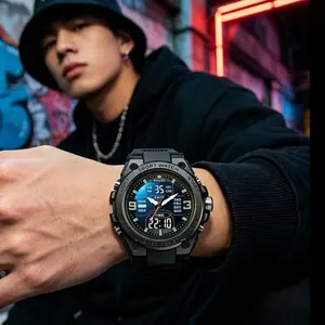 Men's Sporty Digital Watch, Quartz Digital Watch, Fashionable Watch with Digital Display, Trendy Watch for Daily Life, Water Resistant Watch, No Gift Box
