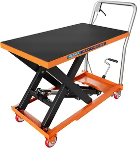 Garvee Hydraulic Lift Table Cart – Heavy Duty Manual Single Scissor Lift with 1100 lbs Capacity, 35.4" Max Height, Steel Platform, Non-Slip Pad & Locking Swivel Casters – Ideal for Warehouse, Garage, Workshop, Factory & Material Handling, Stable, Durable