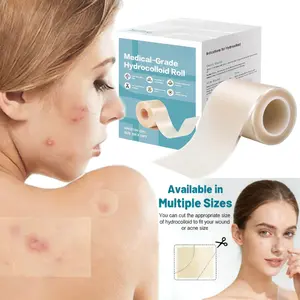 Hydrocolloid Acne Patch Roll,self-cuttable adhesive patch, waterproof acne patch bandage that effectively covers acne and wounds to promote healing.  extra-large hydrocolloid patch bandage is self-adhesive, highly absorbent, flexible