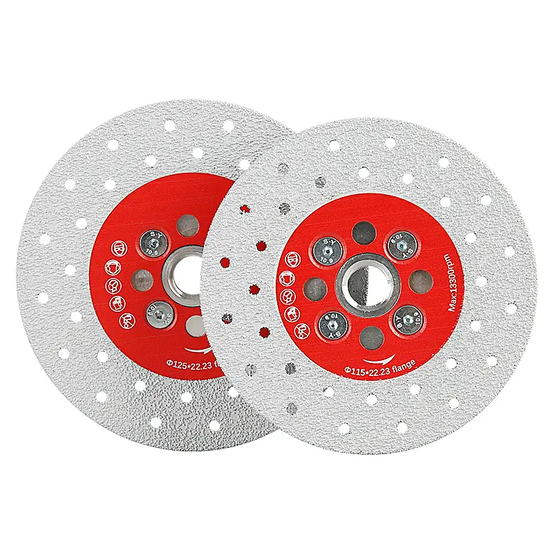 115 mm/125 mm diamond saw blades with flange are safe and reliable for metal descaling, cutting and grinding of stone and tiles.