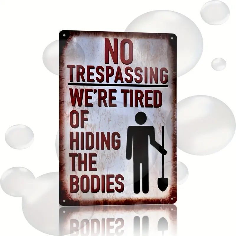 No Trespassing" Humorous Metal Sign - Vintage Country Style Wall Art for Home, Bar, for Man Cave | Easy Hang, Durable Tinplate Decor, 8"x12