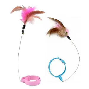 2-pack cat toys with collars and feather bells - great for cats to play with and keep themselves entertained