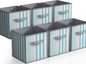 Sorbus 11 Inch Chevron Print Storage Cube Bins Set of 6 Lightweight and Collapsible Baskets for Shelf, Toy Box, and Closet Organizer