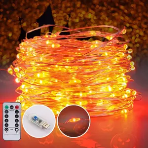 String Lights, USB Fairy Lights Plug in 66 ft 200 LED Twinkle String Lights  Wire Lights with Remote and Timer 8 Modes Outdoor Indoor  Starry Lights DIY Party Wedding, Orange