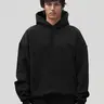 LucidBlanks Menswear 600 GSM Plain Black Core Hoodie, Ribbed Details, Kangaroo Pocket