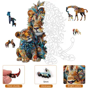 Birthday Gift / Toy/ Kidult Selected Gifts for Father's Day Delobil Premium Thick Puzzles for Adults with Puzzle Saver, Unique Adult Jigsaw Puzzles, Brain Teaser Family Game Gift, Leisure Time Fun Challenge & Stress Relief-Lion Family-200pcs
