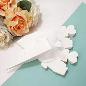 10pcs/set, Wedding Triangle Kraft Paper Candy Box, Bow Ribbon Decoration Creative DIY Ice Cone Three-dimensional Love Gift Box, Suitable for Wedding Birthday Candy Packaging