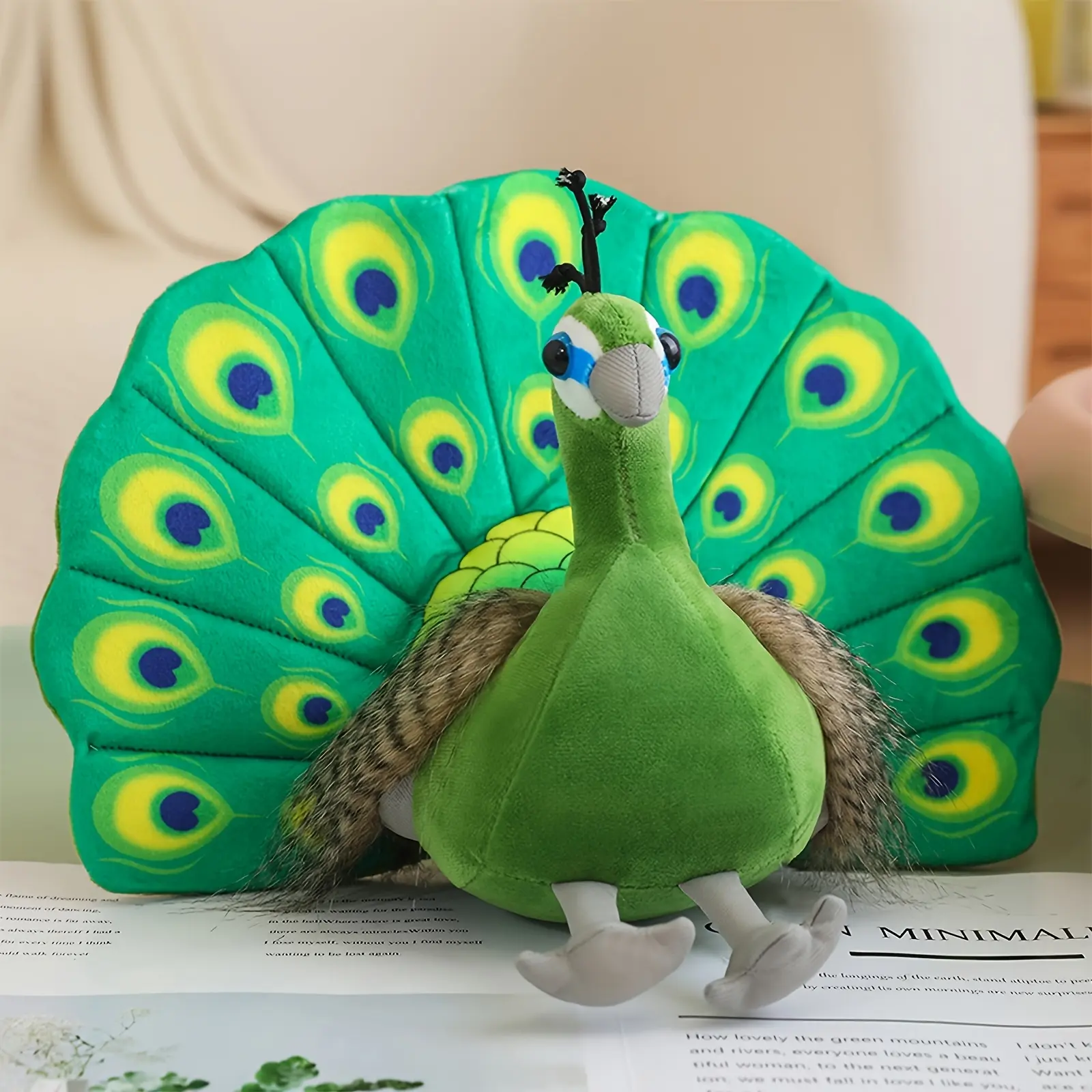 Simulated Peacock Plush Toy Cute Stuffed Animal Toy Kawaii Peacock Plush Cartoon Peacock Doll Popular Party Home Decoration Birthday Gift for Friends and Family