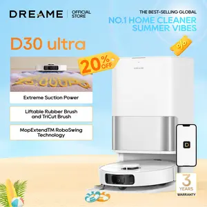 【Flagship Upgrade 2026】 DREAME D30 Ultra Robot Vacuum and Mop, 25,000Pa Powerful Suction, All-in-One Base Station with 100 Days Auto-Empty, MopExtend Tech for Edge Cleaning, Smart Obstacle Avoidance, White